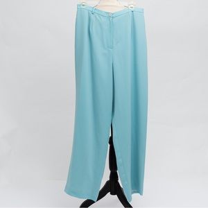 Randolph Duke turquoise trouser pant high waist high rise silky business 14